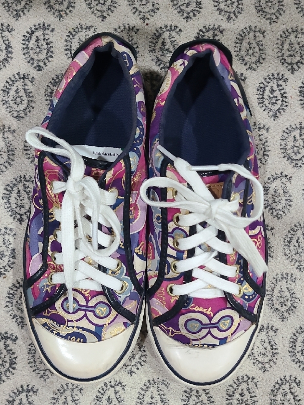 Coach Pink and Purple Patterned Lace-Up Sneakers - Picture 3 of 8